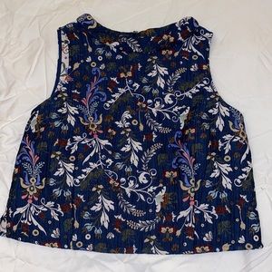 Eva Mendes jacquard blue crop top M